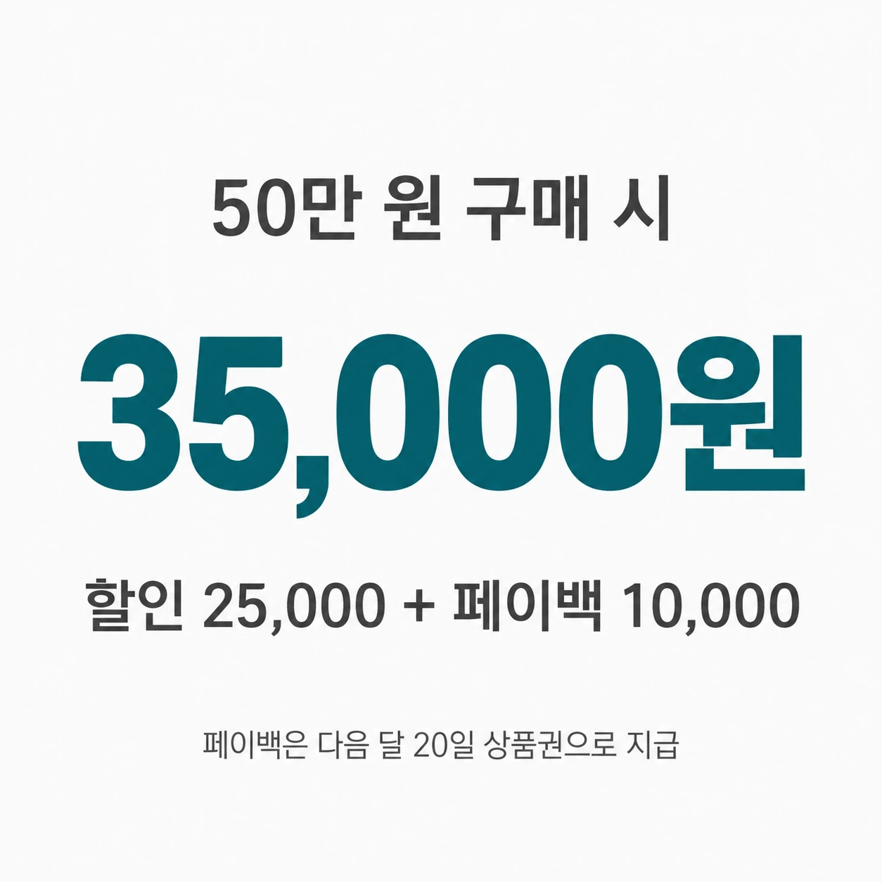 서울사랑상품권 50만 원 구매 시 할인 2만 5천 원과 페이백 1만 원을 합쳐 3만 5천 원이 남는다는 타이포 카드